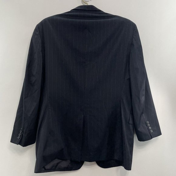 Jos A Bank Blazer Sport Coat Suit Jacket Gordon Wool Striped Black Mens 50L - Picture 3 of 12